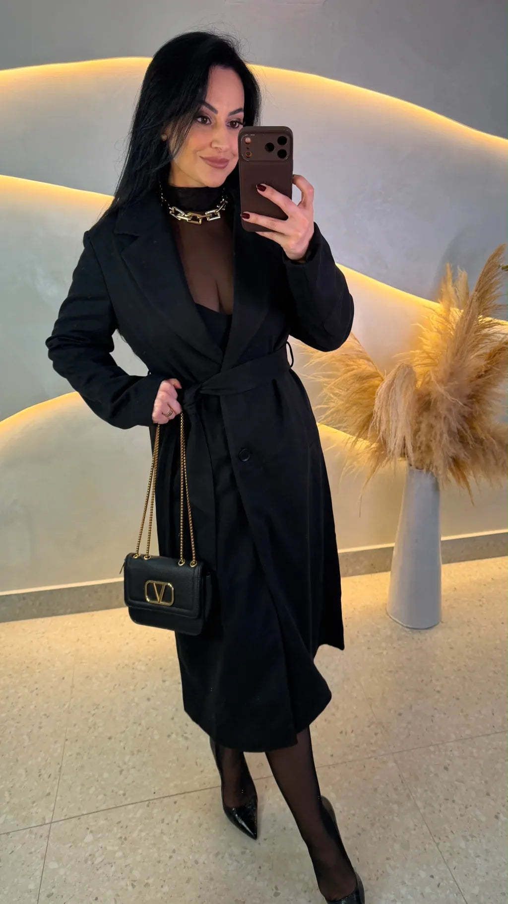 Trench Coat Mídi Nude com Faixa para Amarração
