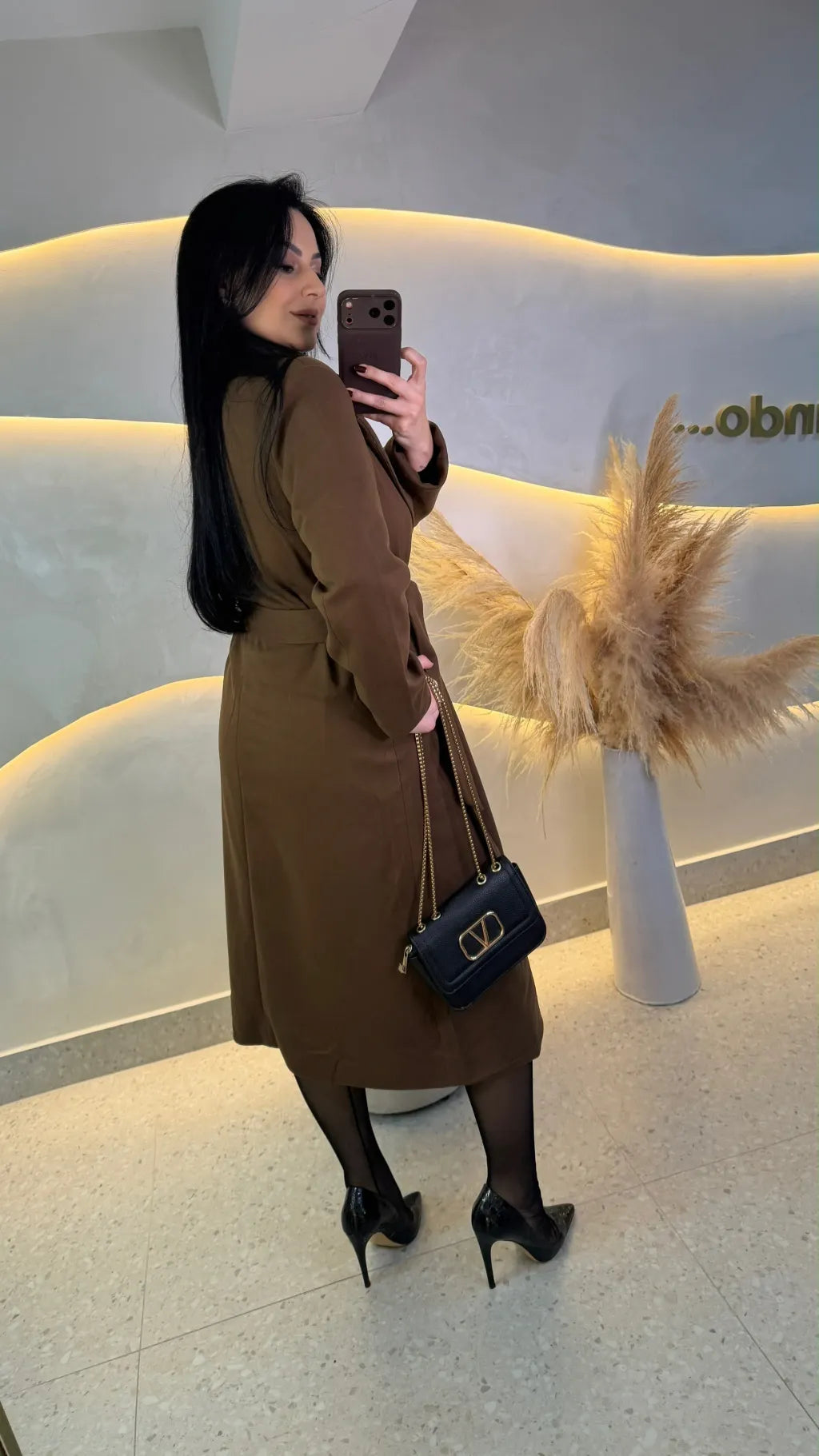 Trench Coat Mídi Nude com Faixa para Amarração